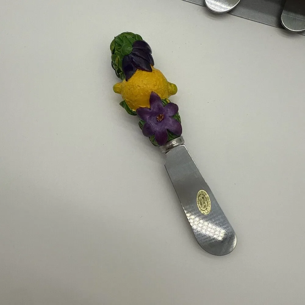Set Of 4 Fruit Themed Butter Cheese Spreaders Spreading Knives Lemons Oranges